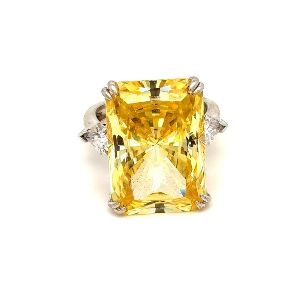 Large‎ Yellow Stone Silver 925 Ring